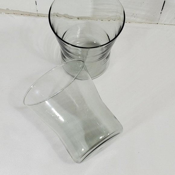 Corning Snap II Smoke Old Fashioned Whiskey Glasses 2pc fluted tulip handblown - Picture 3 of 9